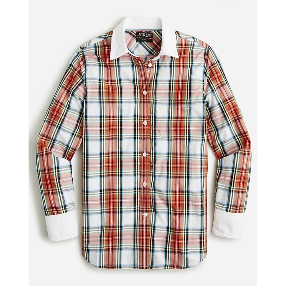 J. Crew Classic-fit cotton poplin shirt in Snowy Stewart tartan Holiday